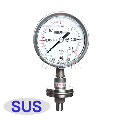 격막식 오일충만 압력계 용접나사식 (100파이) (16221)