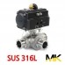 쎄니타리 공압볼밸브 SUS316L(3WAY) 페럴(싱글) L타입(18861)