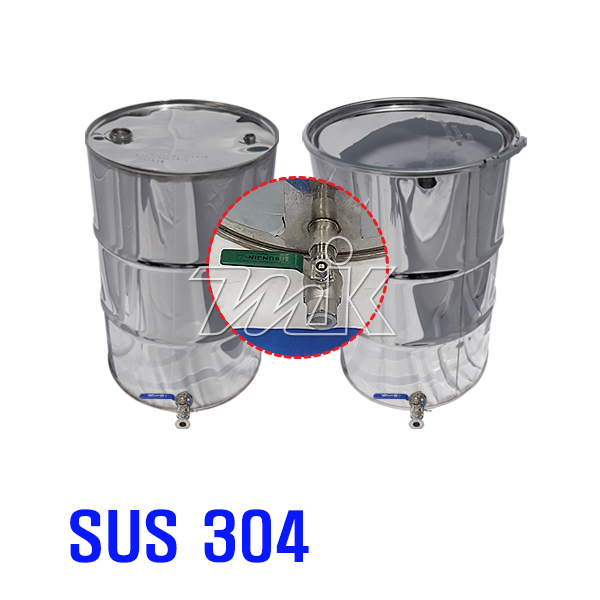 스텐드럼통200L(1.2T) 스텐밸브장착(밀폐/개방형)(20442)